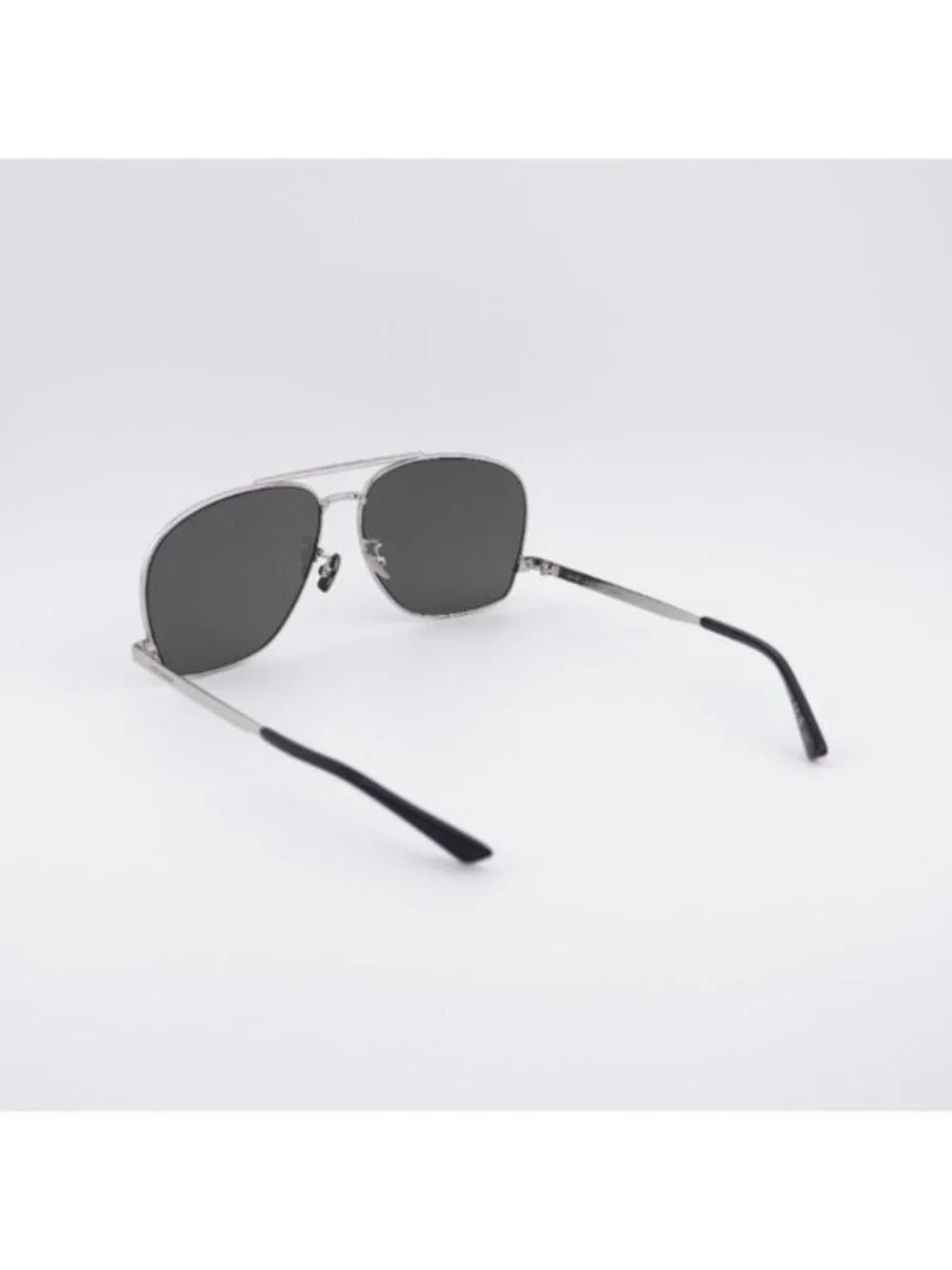 Saint Laurent SL653/F LEON 001 Sunglasses Silver Aviator Frame, Grey Lenses